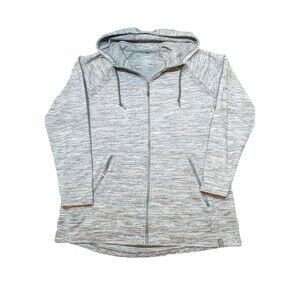 LL Bean Womens Cozy Stretch Full Zip Hooded Sweatshirt Grey 508956 Large L REG